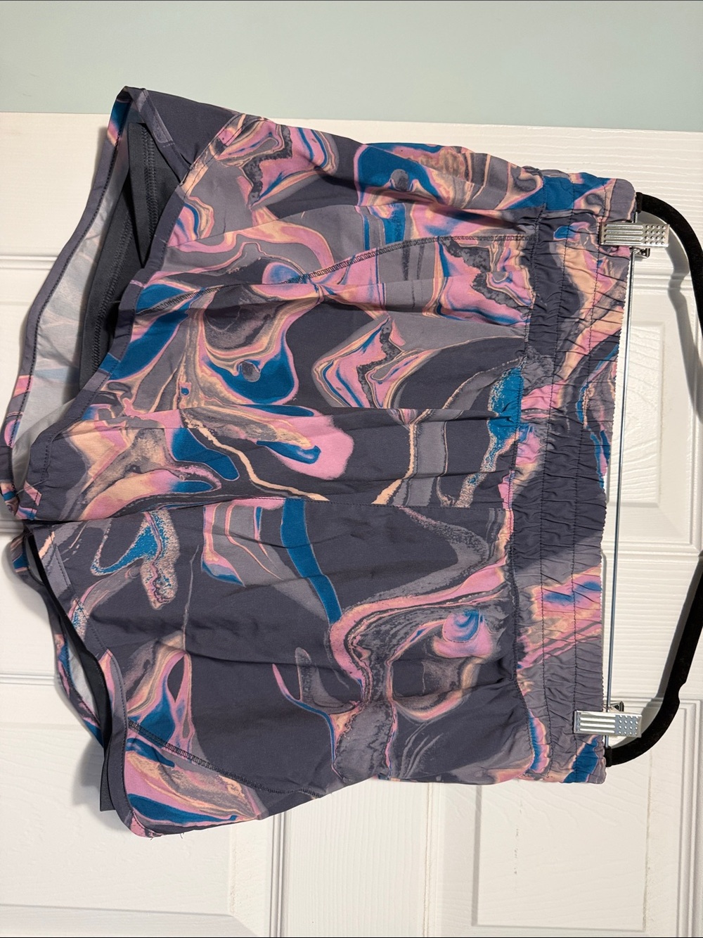 Athletic Works Marble-Print Athletic Shorts - Pink & Blue